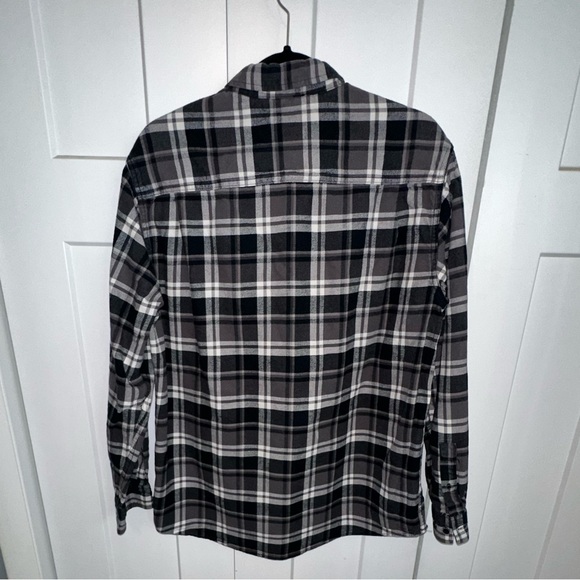 Men's Original Weatherproof Vintage Black/Grey/White Plain Flannel Shirt- Large - Picture 4 of 6